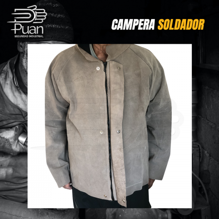 CAMPERA DESCARNE SOLDADOR CON CIERRE Y BROCHES