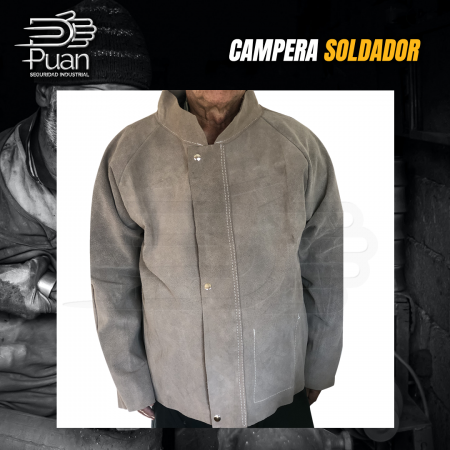 CAMPERA DESCARNE SOLDADOR CON CIERRE Y BROCHES
